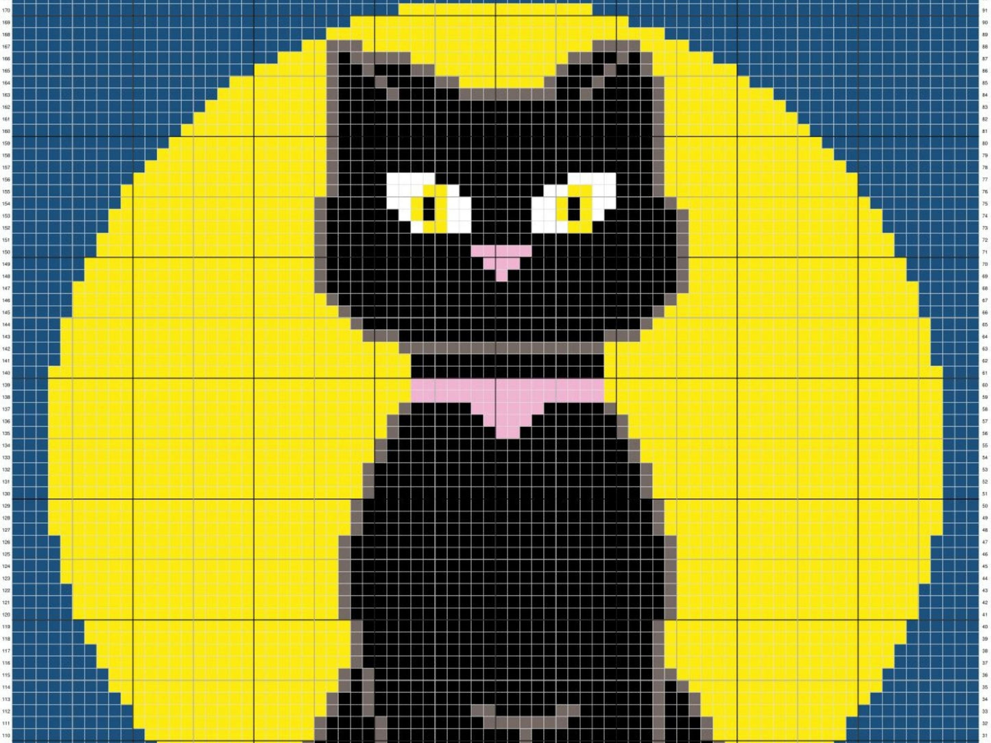 Halloween Black Cat On Moon Graph + Written Pattern For C2C & Tapestry Crochet Cat C2C Crochet Pattern Halloween Crochet Blanket Cat Afghan
