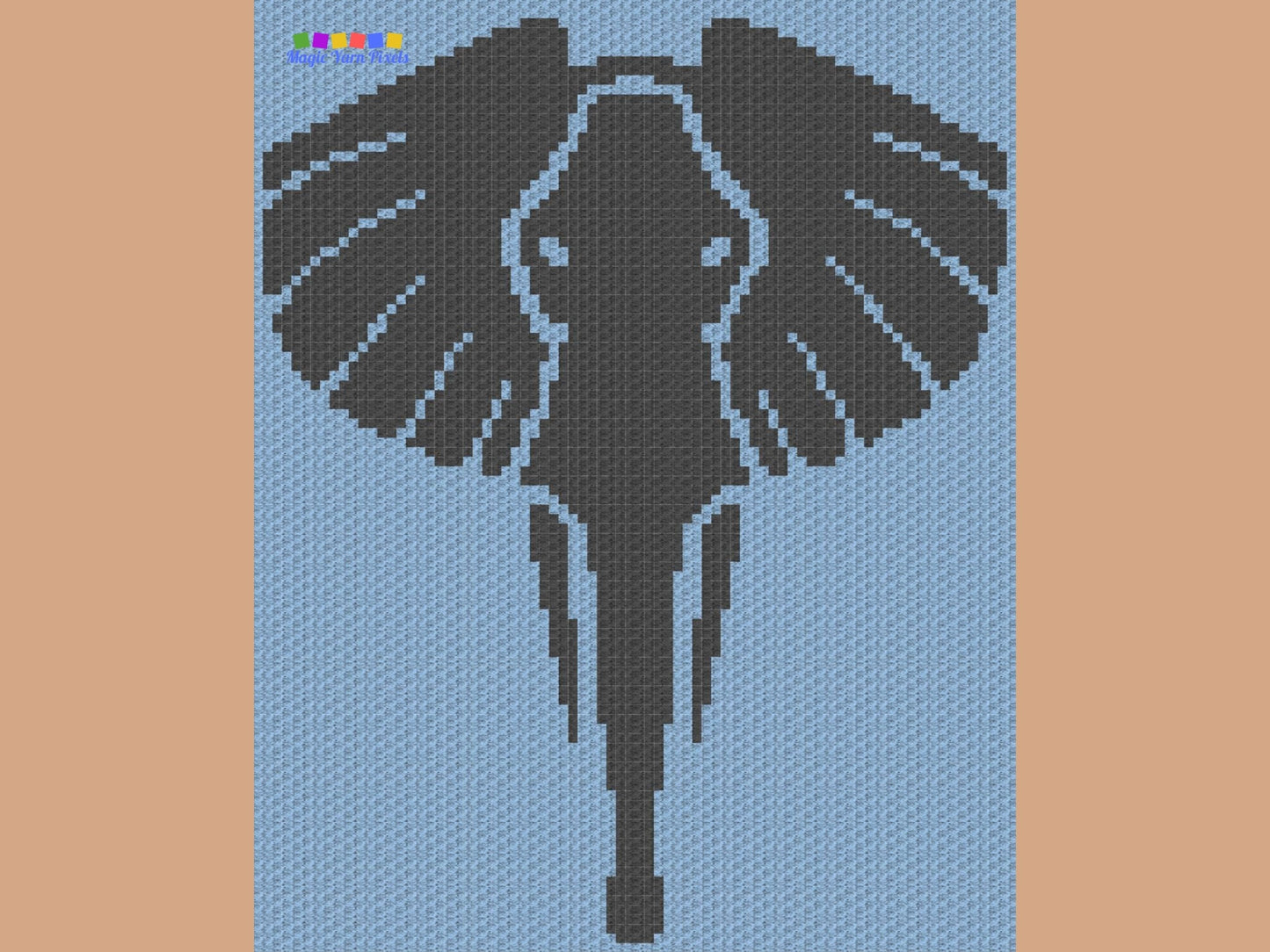 Tribal African Elephant Graph + Written Pattern For C2C & Tapestry Crochet - Crochet Elephant C2C Graphgan Animal Crochet Elephant Blanket