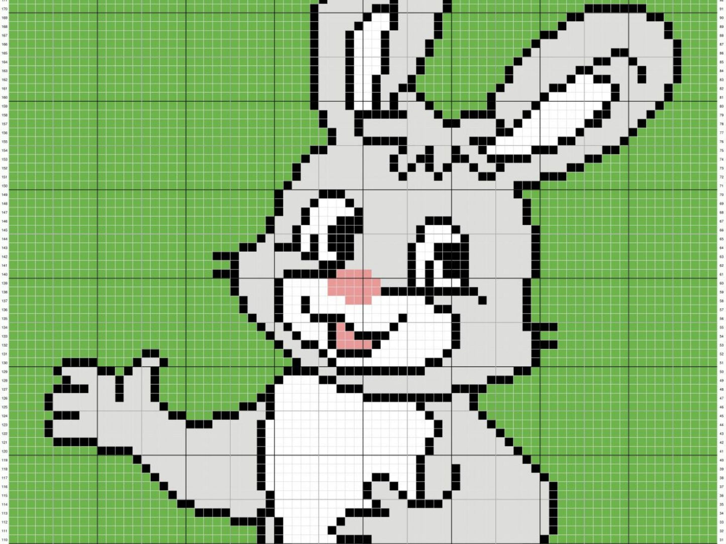 Happy Bunny Graph + Written Pattern For C2C & Tapestry Crochet - Crochet Bunny C2C Graphgan - Crochet Bunny Blanket - Animal Baby Blanket