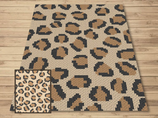 Cheetah Leopard Print Graph + Written Pattern For C2C & Tapestry Crochet - Leopard Print C2C Crochet Pattern - Animal Print Baby Blanket Cat