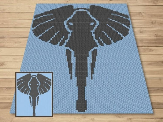 Tribal African Elephant Graph + Written Pattern For C2C & Tapestry Crochet - Crochet Elephant C2C Graphgan Animal Crochet Elephant Blanket