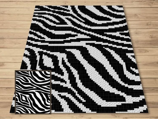 Zebra Print Graph + Written Pattern For C2C & Tapestry Crochet - C2C Graph Zebra Pattern- Animal Print Baby Crochet Blanket - Crochet Zebra