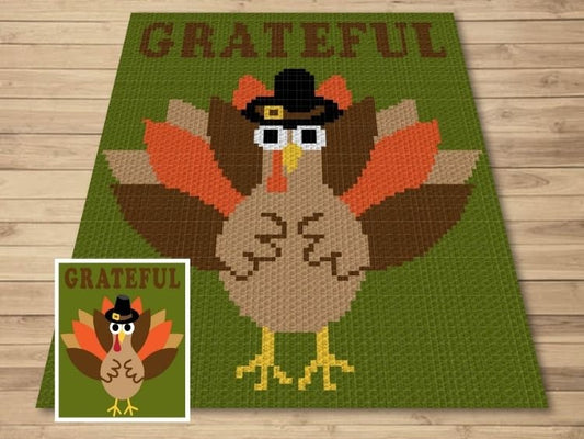 Thanksgiving Turkey Graph + Written Pattern For C2C & Tapestry Crochet - C2C Turkey Pattern - Thanksgiving Crochet Blanket Fall C2C Blanket