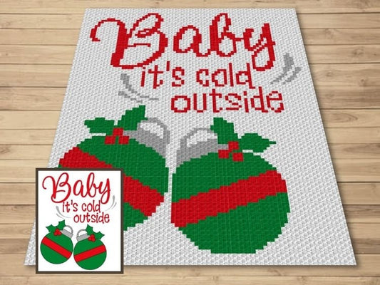 Baby It's Cold Outside Graph + Written Pattern For C2C & Tapestry Crochet - Christmas C2C Pattern - Christmas Crochet Blanket Winter Blanket