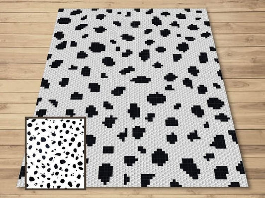 Dalmatian Print Graph + Written Pattern For C2C & Tapestry Crochet - Dalmatian C2C Crochet Pattern - Dog Crochet Blanket - Dog C2C Afghan