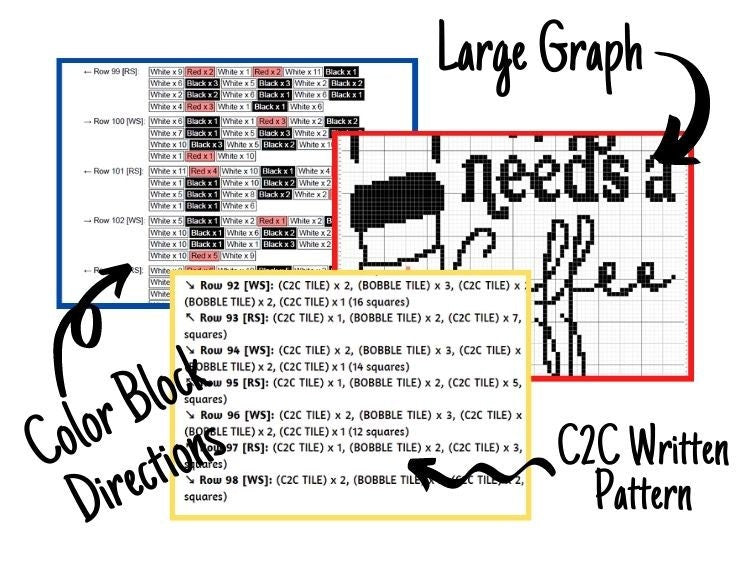 This Mama Needs A Coffee Graph + Written Pattern For C2C & Tapestry Crochet - Mother's Day Crochet Pattern - Crochet Mom Blanket - Mom Gift