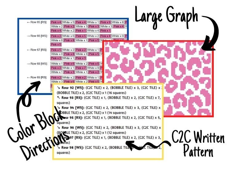 Leopard Cheetah Skin Graph + Written Pattern For C2C & Tapestry Crochet - Cheetah Print C2C Graphgan Crochet Leopard Blanket Animal Blanket