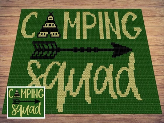 Camping Squad Graph + Written Pattern For C2C & Tapestry Crochet - C2C Camper Graph - Crochet Camping Blanket - Picnic Blanket Camping Gift