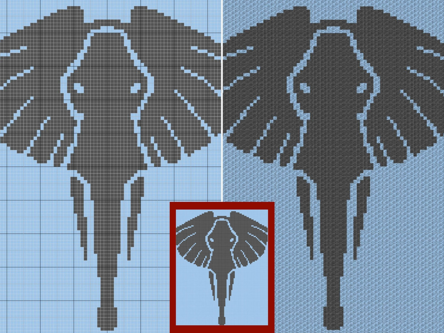 Tribal African Elephant Graph + Written Pattern For C2C & Tapestry Crochet - Crochet Elephant C2C Graphgan Animal Crochet Elephant Blanket