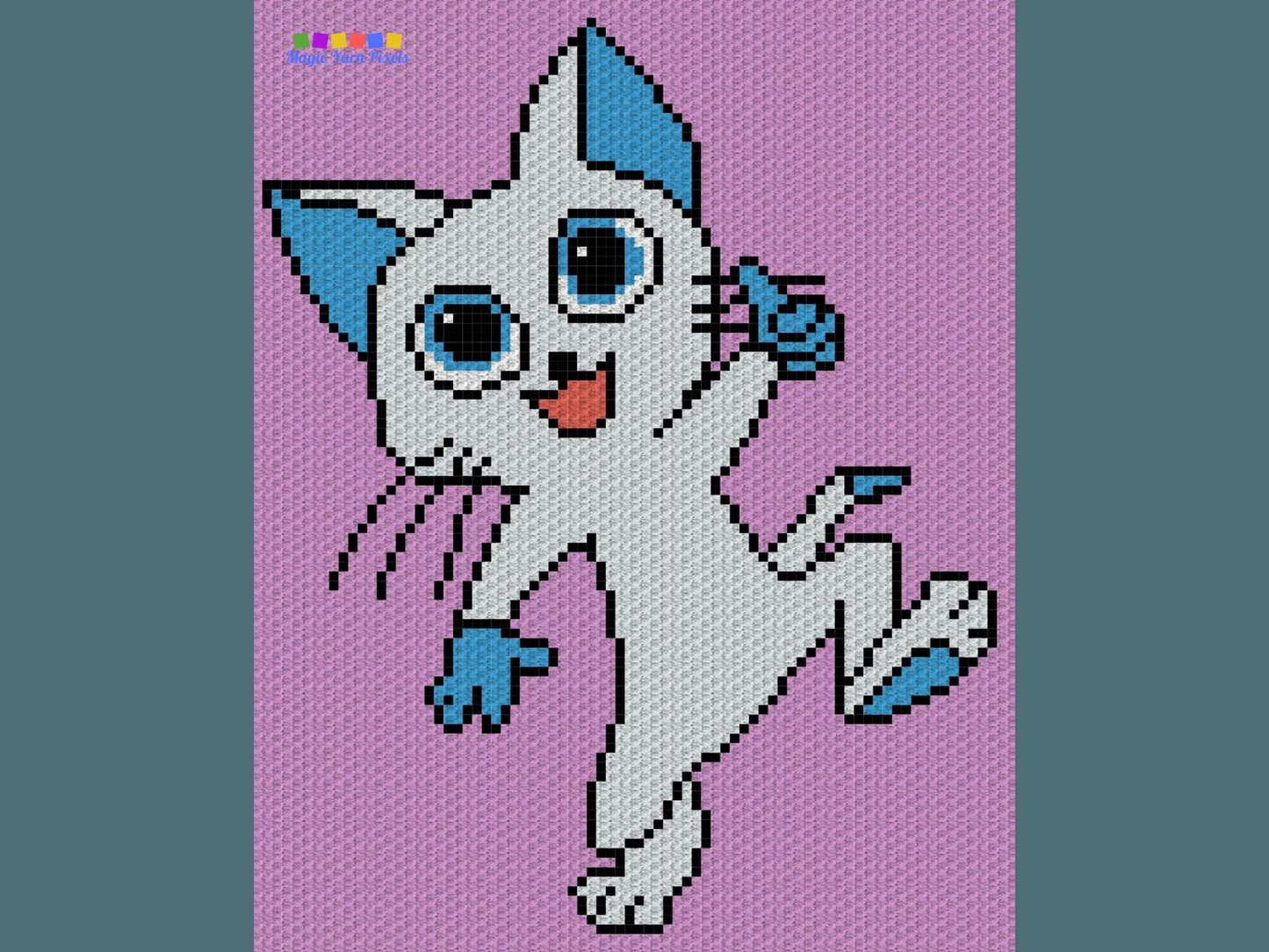 Happy Kitty Cat Graph + Written Pattern For C2C & Tapestry Crochet - Cat Crochet Pattern - Feline C2C Crochet Blanket - Animal Baby Blanket