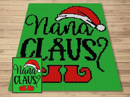 Nana Claus Graph + Written Pattern For C2C & Tapestry Crochet - Santa C2C Crochet Pattern - Christmas Crochet Blanket - Christmas Afghan