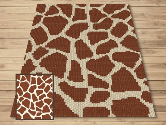 Giraffe Print Graph + Written Pattern For C2C & Tapestry Crochet - Giraffe C2C Graph - Animal Print Crochet Blanket - Giraffe Baby Blanket