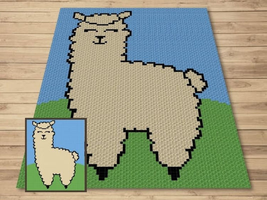 Cute Baby Llama Graph + Written Pattern For C2C & Tapestry Crochet - C2C Llama Crochet Pattern - Animal Crochet Blanket - Baby Shower Gift