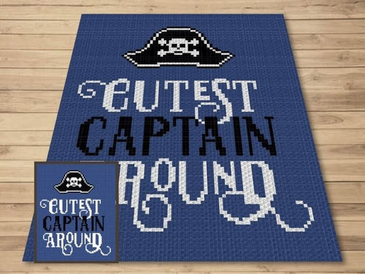 Cutest Captain Around Graph + Written Pattern For C2C & Tapestry Crochet - C2C Pirate Graphghan - Nautical Crochet Blanket -Crochet Afghan