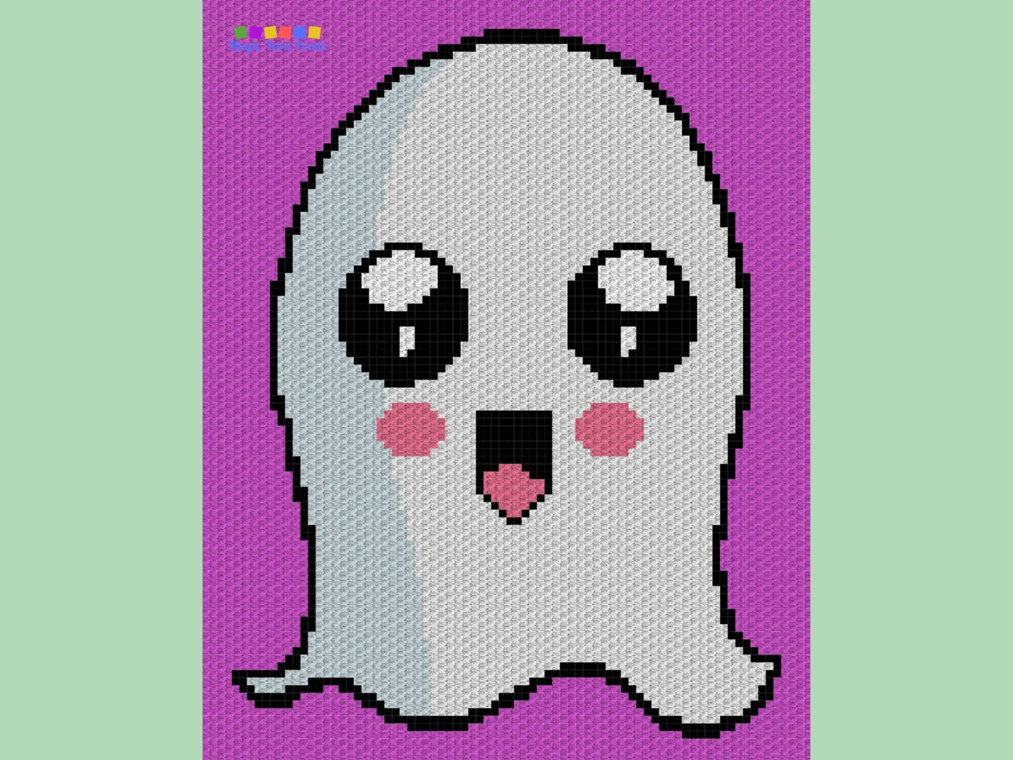 Happy Halloween Ghost Graph + Written Pattern For C2C & Tapestry Crochet - Crochet Ghost Pattern - Halloween C2C Crochet Blanket - Baby Gift
