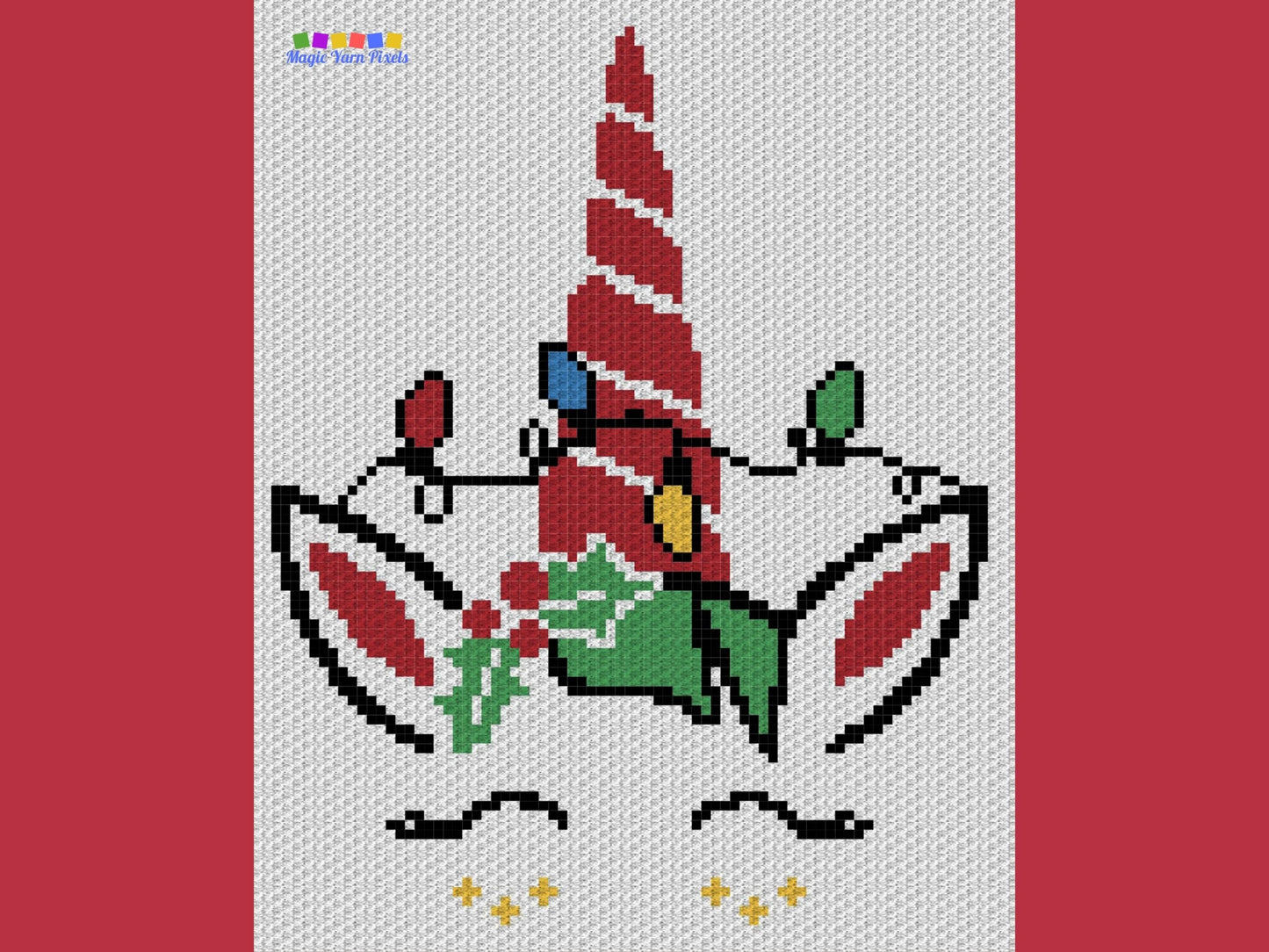 Kawaii Christmas Unicorn Graph + Written Pattern For C2C & Tapestry Crochet - Unicorn C2C Graphgan - Christmas Crochet Blanket Winter Afghan