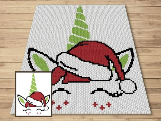 Christmas Santa Unicorn Graph + Written Pattern For C2C & Tapestry Crochet - Christmas C2C Graphgan - Unicorn C2C Blanket - Baby Shower Gift