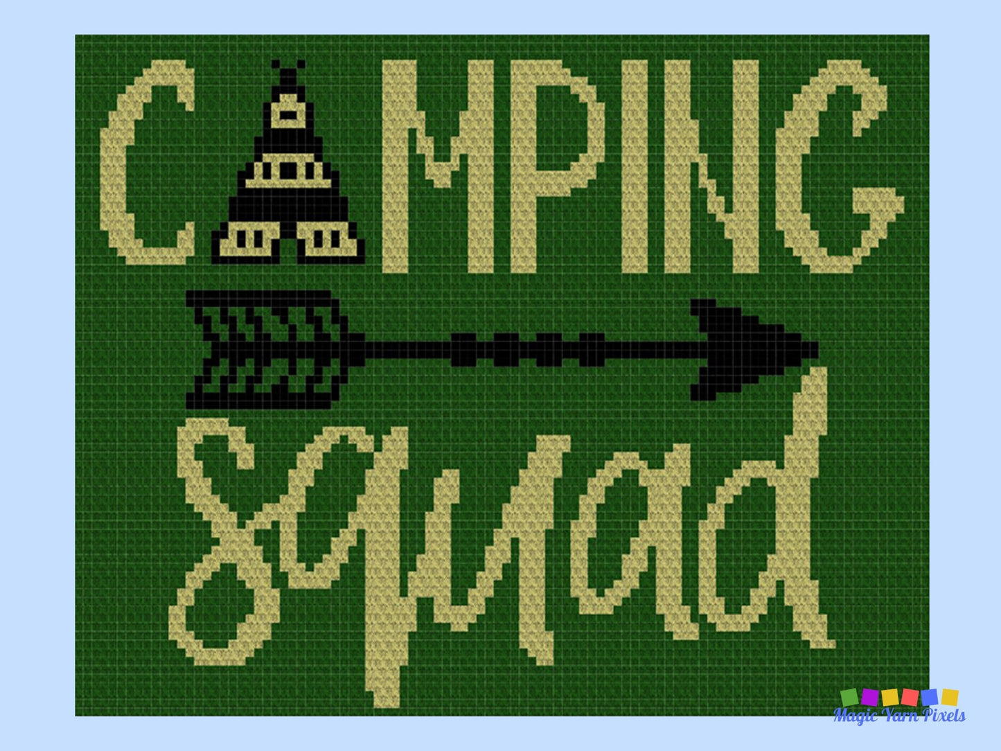 Camping Squad Graph + Written Pattern For C2C & Tapestry Crochet - C2C Camper Graph - Crochet Camping Blanket - Picnic Blanket Camping Gift
