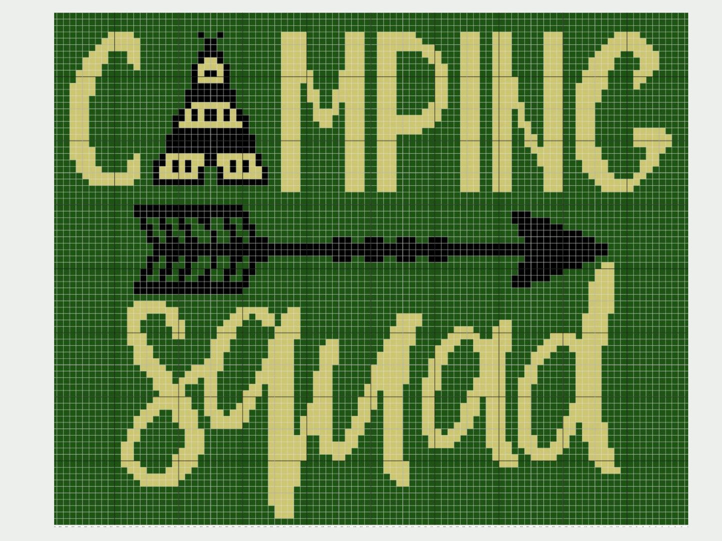 Camping Squad Graph + Written Pattern For C2C & Tapestry Crochet - C2C Camper Graph - Crochet Camping Blanket - Picnic Blanket Camping Gift