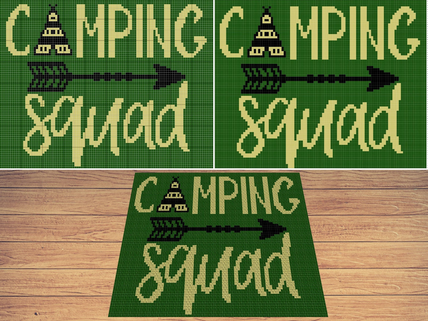 Camping Squad Graph + Written Pattern For C2C & Tapestry Crochet - C2C Camper Graph - Crochet Camping Blanket - Picnic Blanket Camping Gift