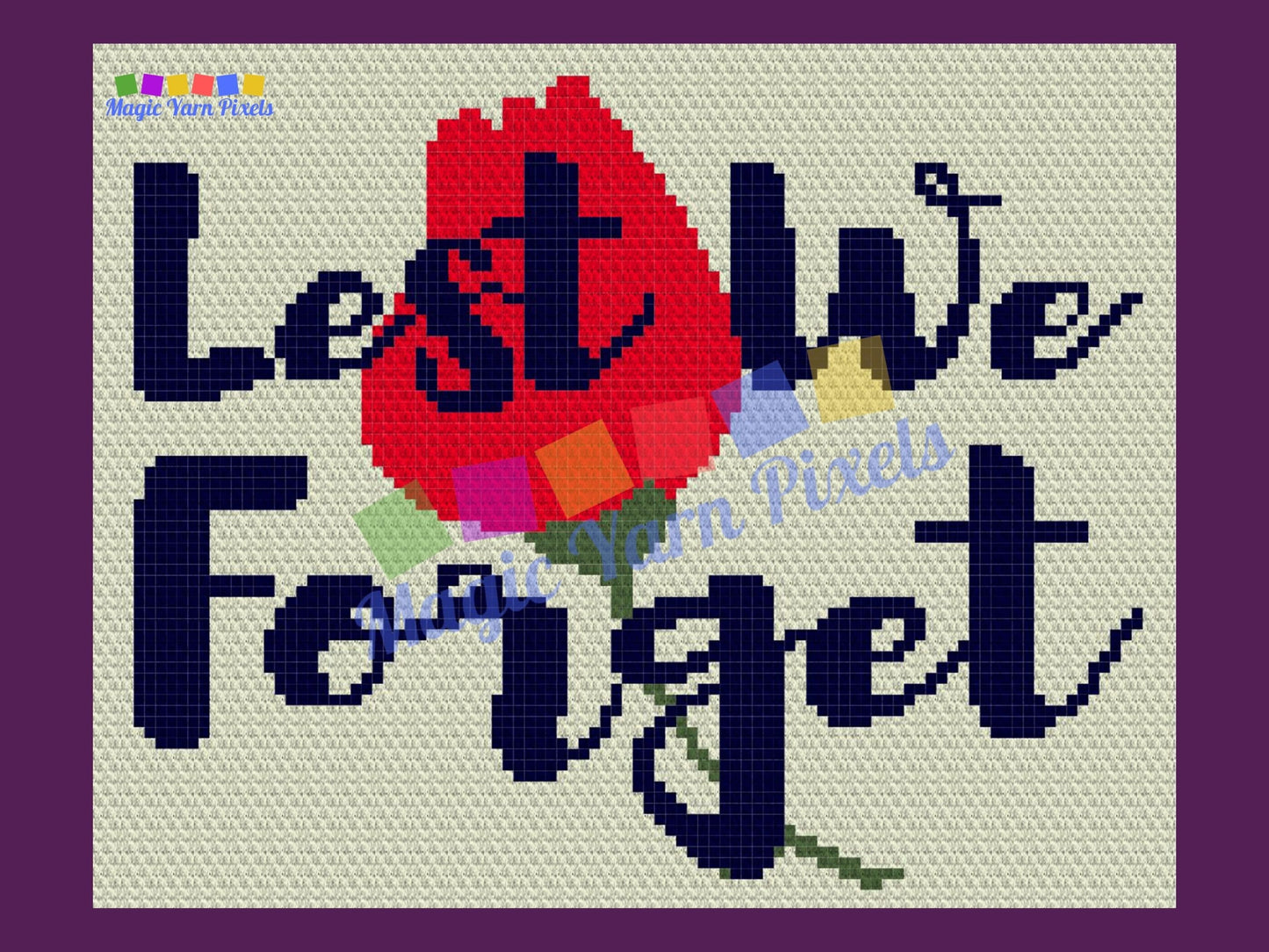 Lest We Forget Poppy Graph + Written Pattern For C2C & Tapestry Crochet - Poppy C2C Crochet Pattern - Crochet Blanket - Poppy Afghan Chart