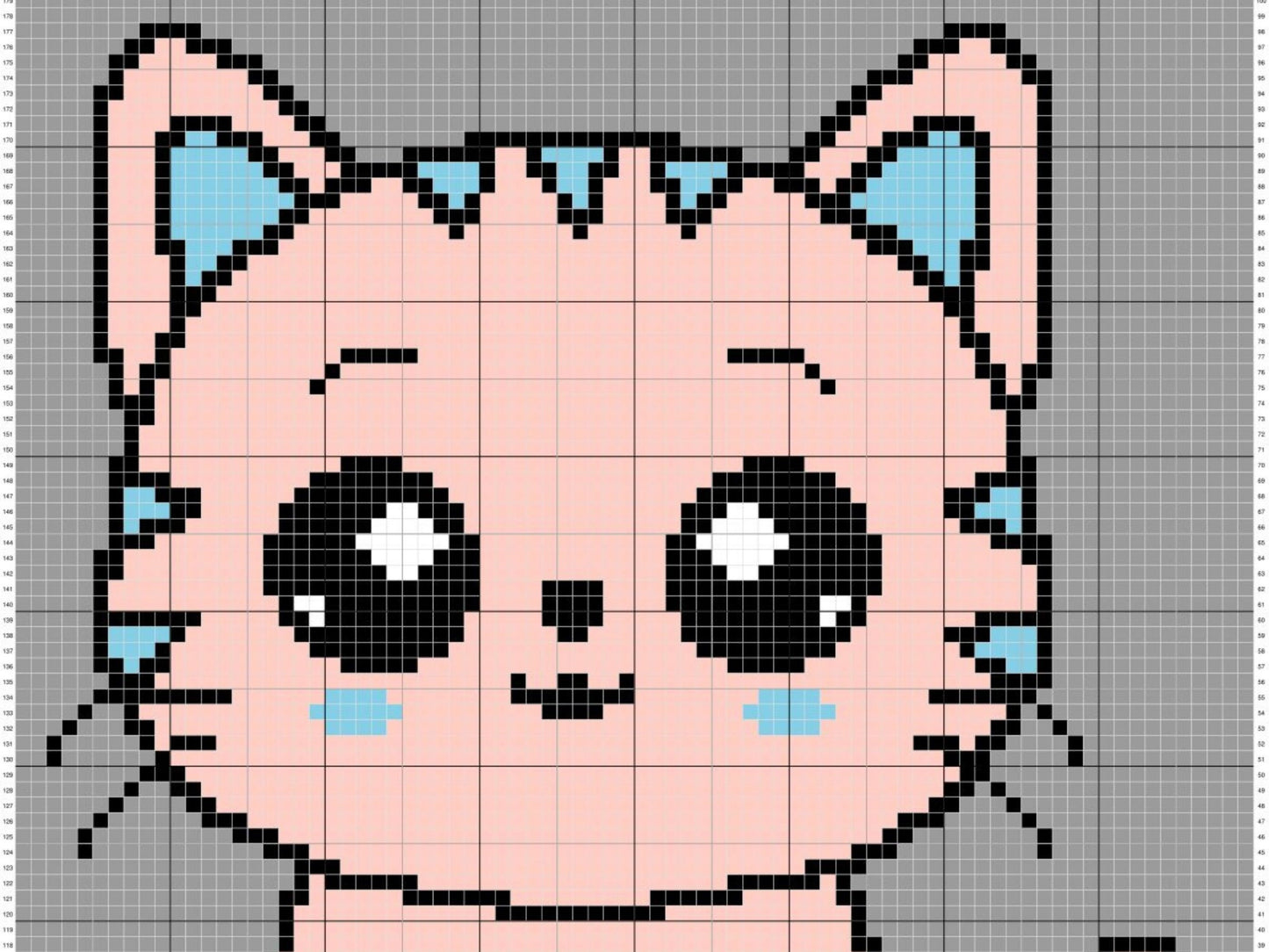 Cute Strawberry Cat Graph + Written Pattern For C2C & Tapestry Crochet - Cat C2C Graphgan - Crochet Cat Blanket - Animal Blanket Baby Shower