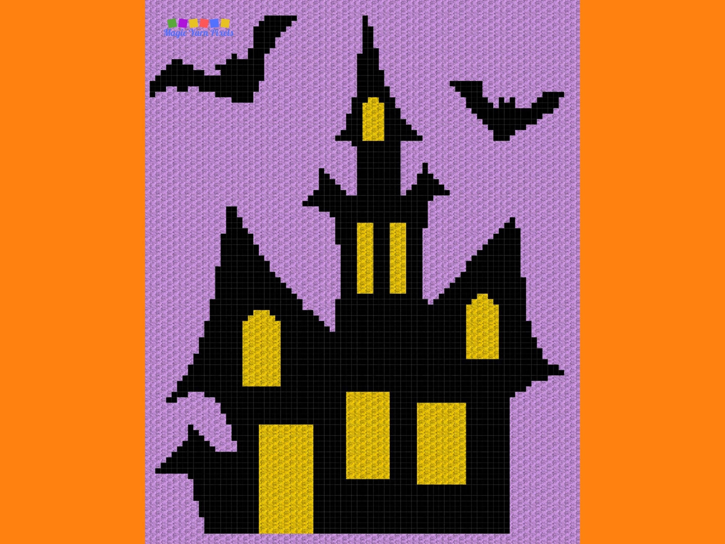Halloween Haunted Mansion Graph + Written Pattern For C2C & Tapestry Crochet - Haunted House Crochet Pattern - Crochet Halloween C2C Blanket