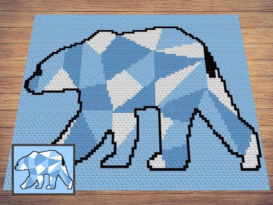 Geometric Polar Bear Graph + Written Pattern For C2C & Tapestry Crochet - Bear C2C Graphgan - Animal Crochet Baby Blanket Polar Bear Blanket