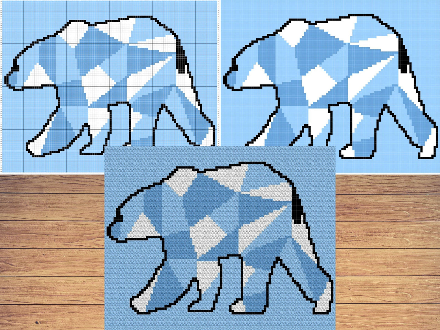 Geometric Polar Bear Graph + Written Pattern For C2C & Tapestry Crochet - Bear C2C Graphgan - Animal Crochet Baby Blanket Polar Bear Blanket