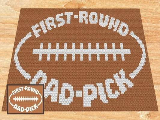 First Round Dad Pick Graph + Written Pattern For C2C & Tapestry Crochet - College Football C2C Graphgan - Crochet Baby Blanket - Baby Shower