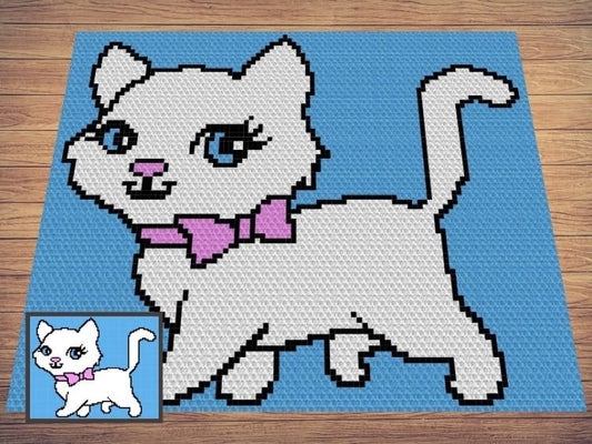 Baby Girl Kitty Cat Graph + Written Pattern For C2C & Tapestry Crochet - Cat C2C Graphgan - Cat C2C Crochet Blanket - Kitty Baby Gift Afghan
