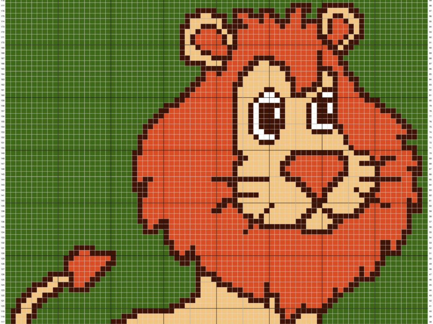 Safari Lion Graph + Written Pattern For C2C & Tapestry Crochet - Lion C2C Graphgan - Animal Crochet Baby Blanket - Safari Nursery Blanket