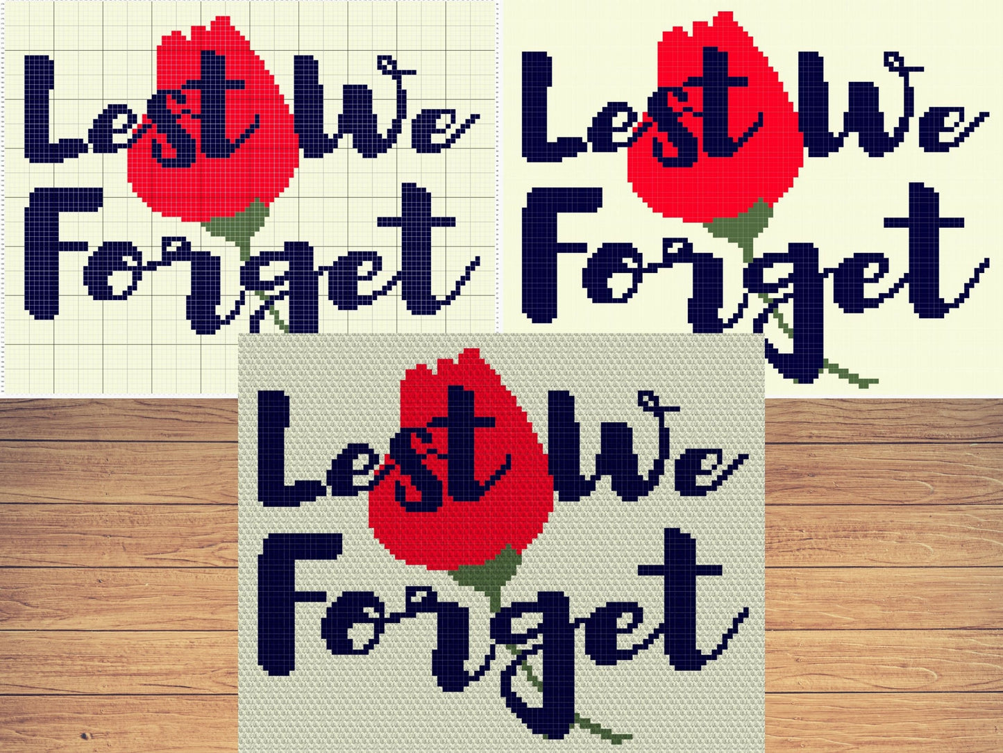 Lest We Forget Poppy Graph + Written Pattern For C2C & Tapestry Crochet - Poppy C2C Crochet Pattern - Crochet Blanket - Poppy Afghan Chart
