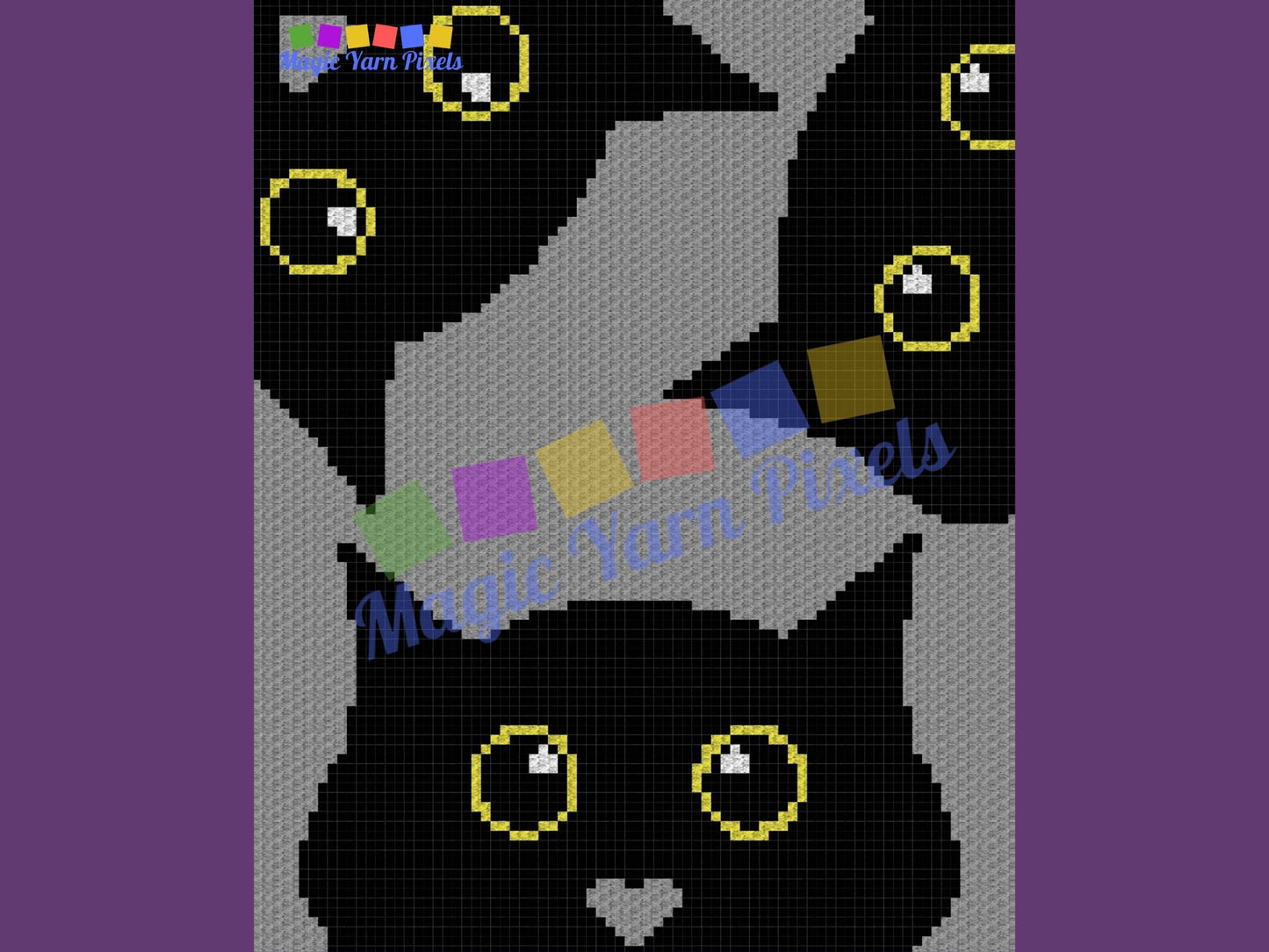 Halloween Black Cats Graph + Written Pattern For C2C & Tapestry Crochet - Black Cat C2C Crochet - Crochet Halloween Blanket - Animal Blanket