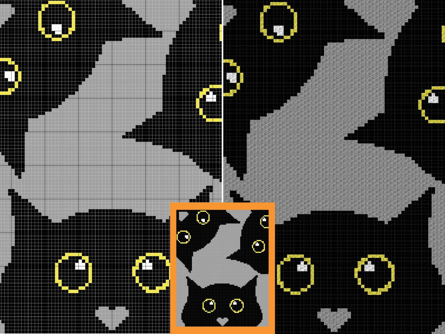 Halloween Black Cats Graph + Written Pattern For C2C & Tapestry Crochet - Black Cat C2C Crochet - Crochet Halloween Blanket - Animal Blanket