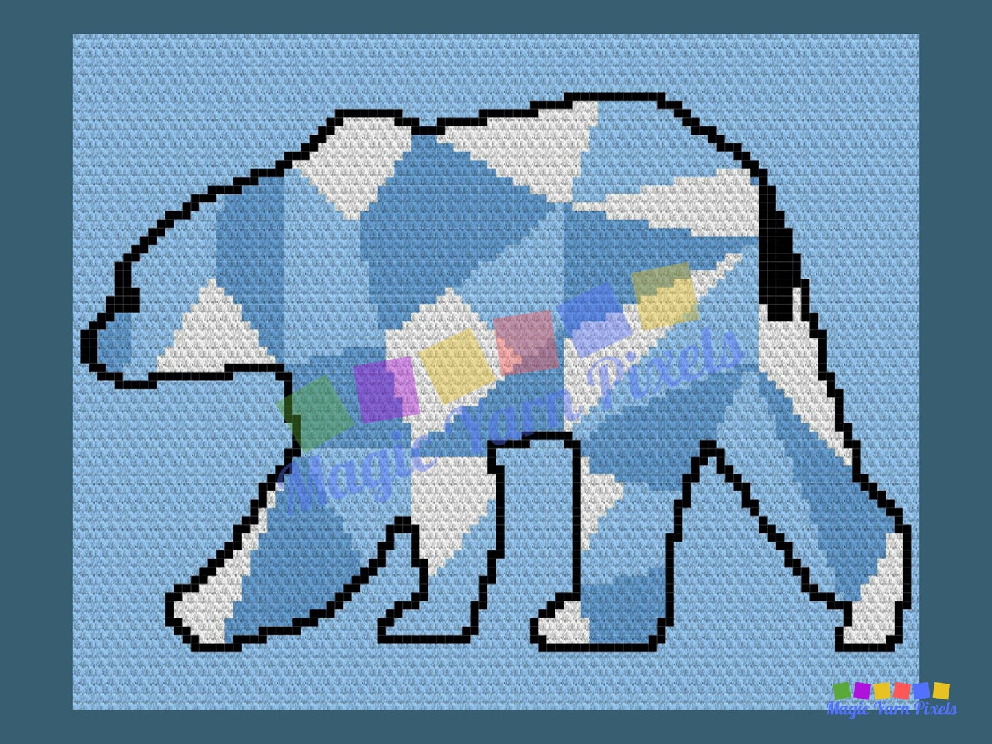 Geometric Polar Bear Graph + Written Pattern For C2C & Tapestry Crochet - Bear C2C Graphgan - Animal Crochet Baby Blanket Polar Bear Blanket