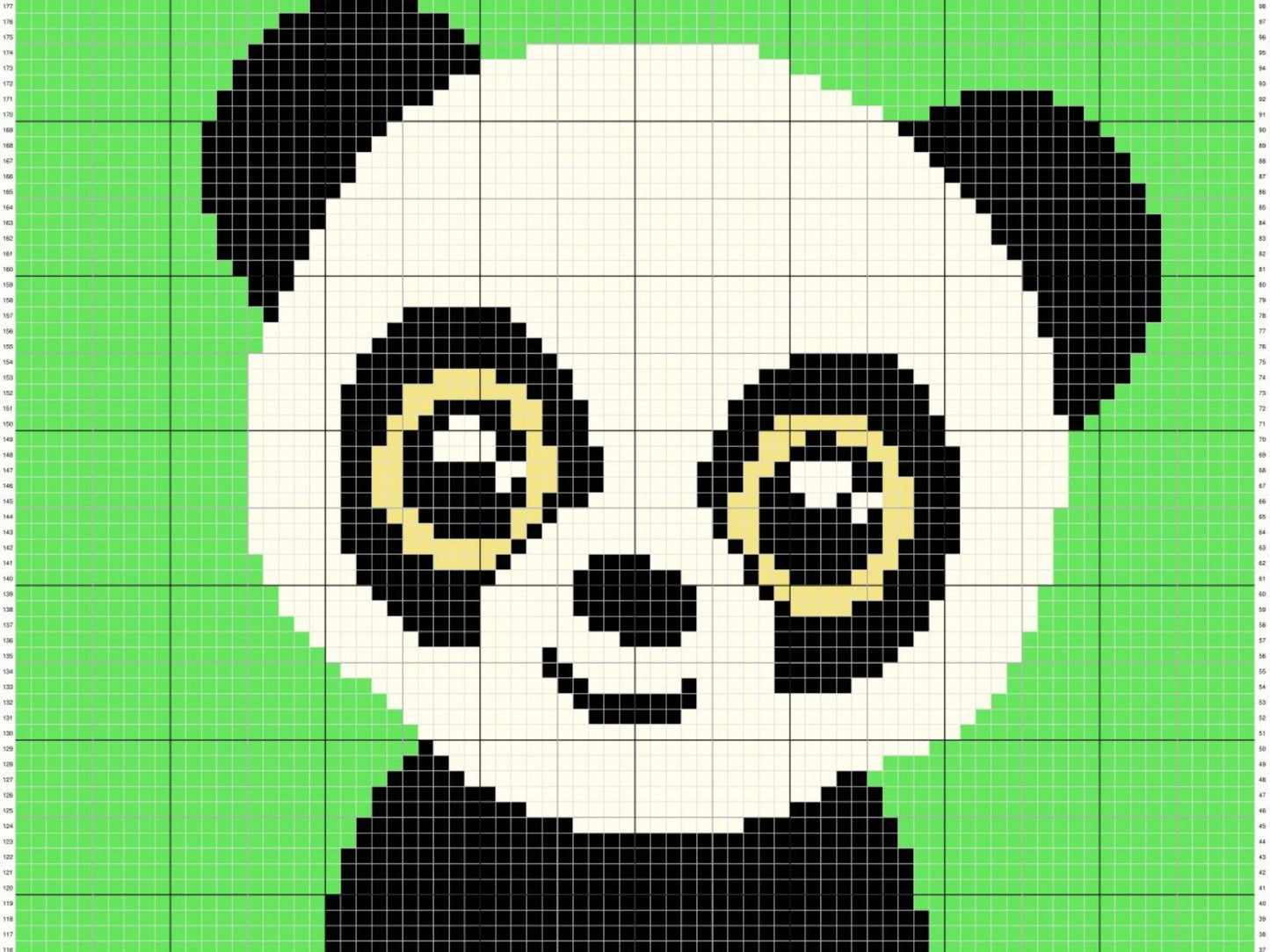 Cute Baby Panda Graph + Written Pattern For C2C & Tapestry Crochet - Panda C2C Crochet Pattern - Panda Crochet Blanket - Animal Baby Blanket