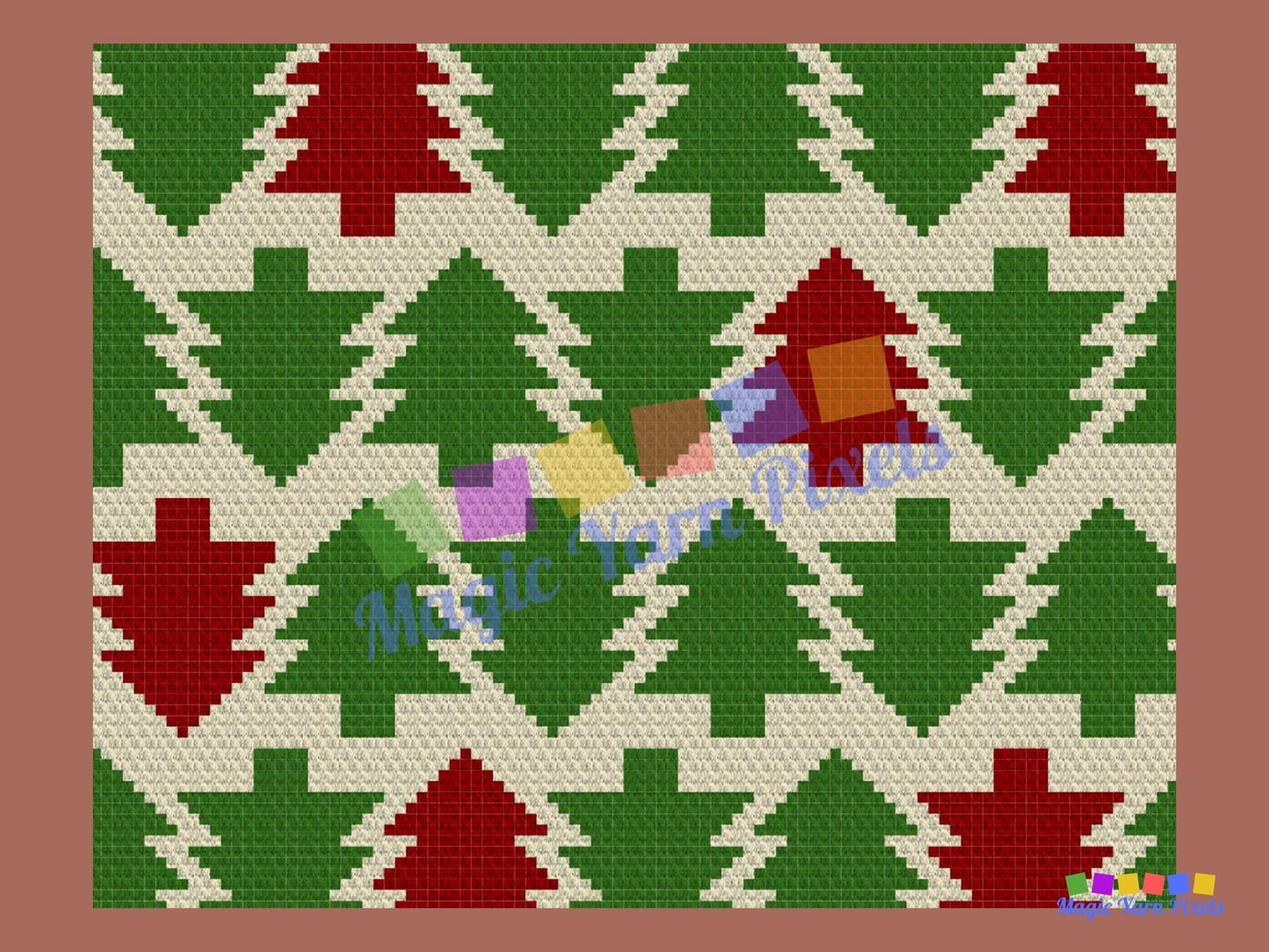 Christmas Tree Pattern Graph + Written Pattern For C2C & Tapestry Crochet - Christmas Tree C2C Crochet Pattern - Crochet Christmas Blanket