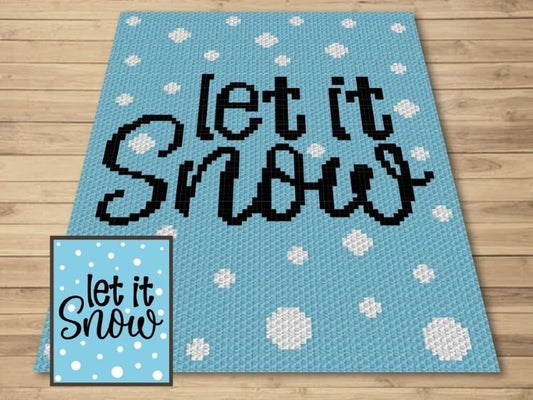 Let It Snow Snowflakes Graph + Written Pattern For C2C & Tapestry Crochet - Christmas C2C Crochet Pattern - Crochet Let It Snow Blanket Gift