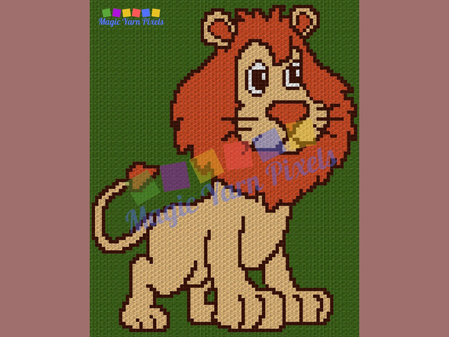Safari Lion Graph + Written Pattern For C2C & Tapestry Crochet - Lion C2C Graphgan - Animal Crochet Baby Blanket - Safari Nursery Blanket