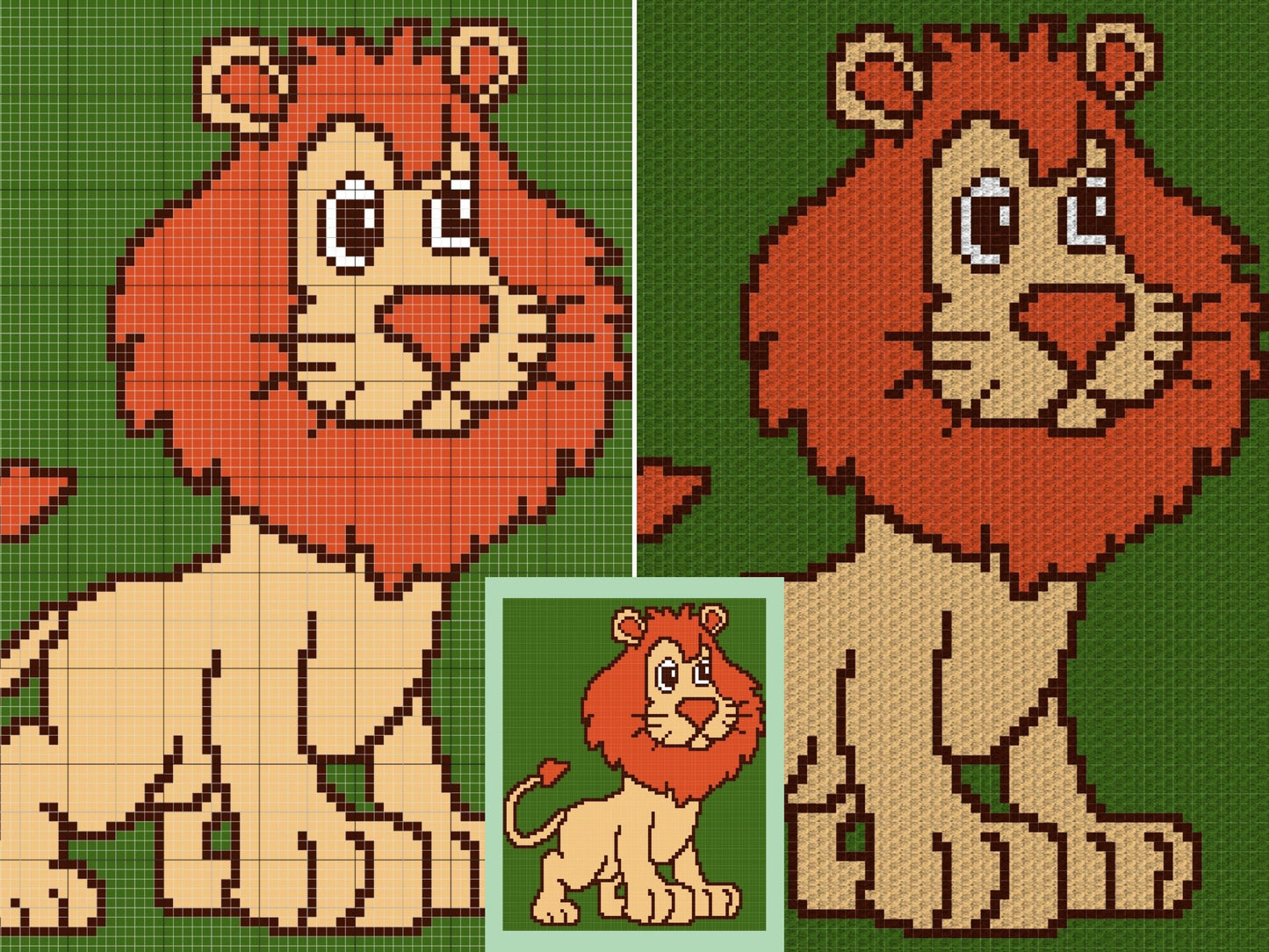 Safari Lion Graph + Written Pattern For C2C & Tapestry Crochet - Lion C2C Graphgan - Animal Crochet Baby Blanket - Safari Nursery Blanket