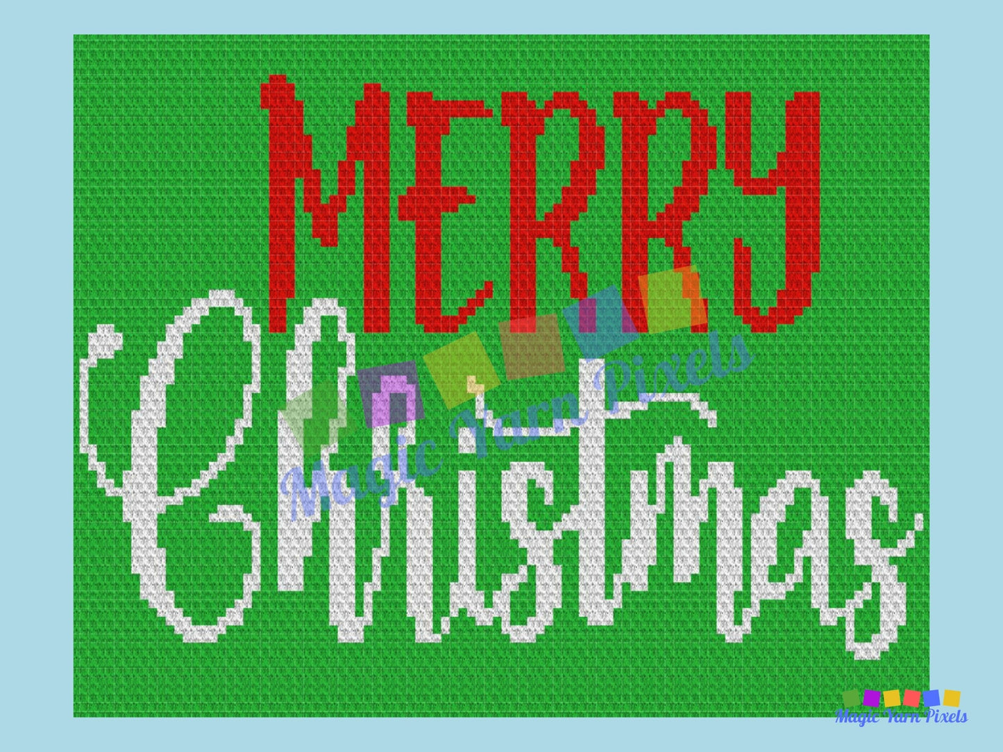 Merry Christmas Graph + Written Pattern For C2C & Tapestry Crochet - Merry Christmas C2C Graphgan - Christmas Crochet Blanket Holiday Gift