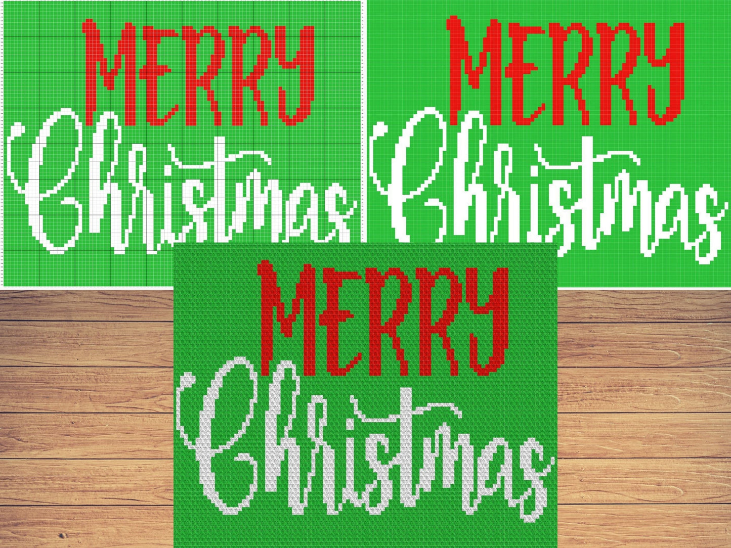Merry Christmas Graph + Written Pattern For C2C & Tapestry Crochet - Merry Christmas C2C Graphgan - Christmas Crochet Blanket Holiday Gift