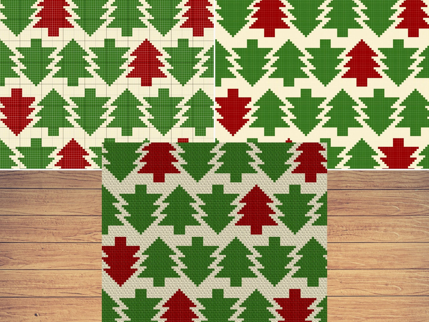 Christmas Tree Pattern Graph + Written Pattern For C2C & Tapestry Crochet - Christmas Tree C2C Crochet Pattern - Crochet Christmas Blanket