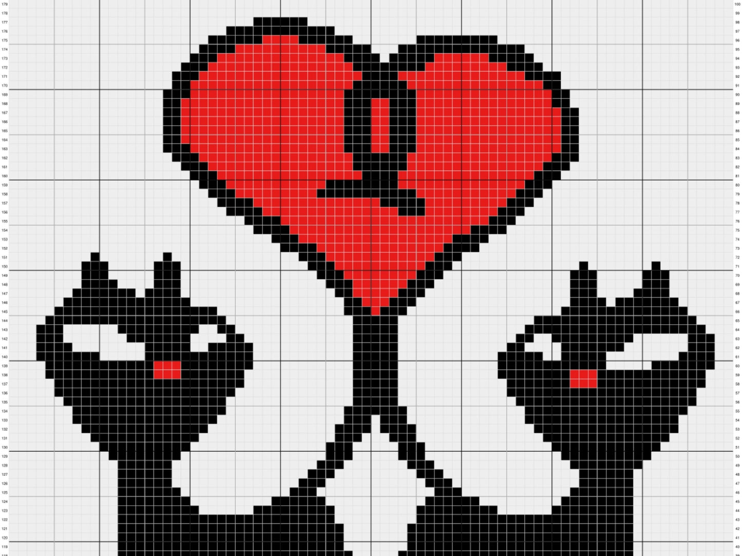 Valentines Cats Graph & Pattern C2C and Tapestry Crochet -Cat Crochet Graphgan Cat C2C Crochet Blanket -Crochet Animal C2C Blanket Gift Baby