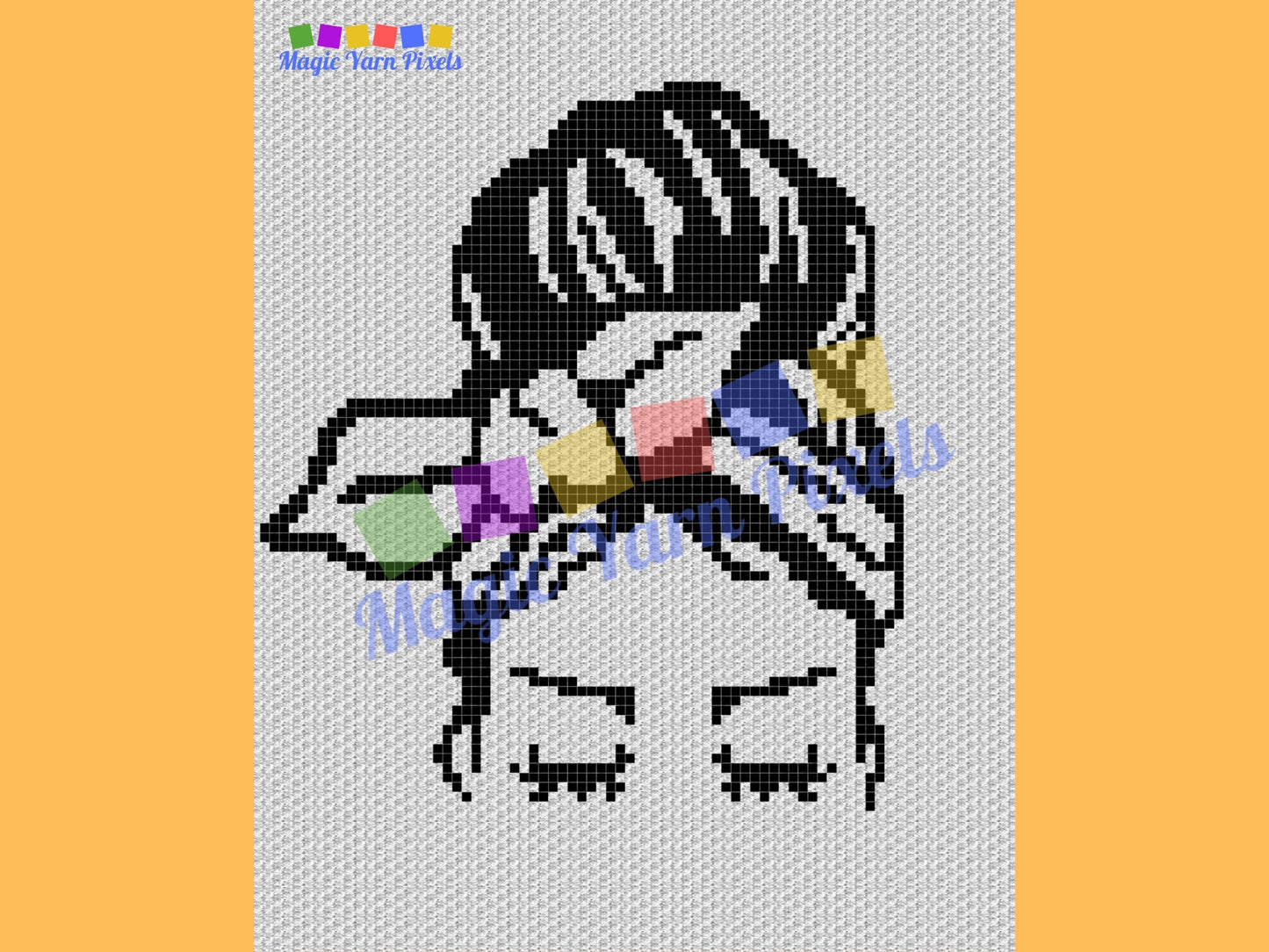 Messy Bun Girl Graph & Pattern C2C + Tapestry Crochet Girl Blanket Graphgan C2C Girl Crochet Blanket Trendy Crochet Pattern DIY Gift Women
