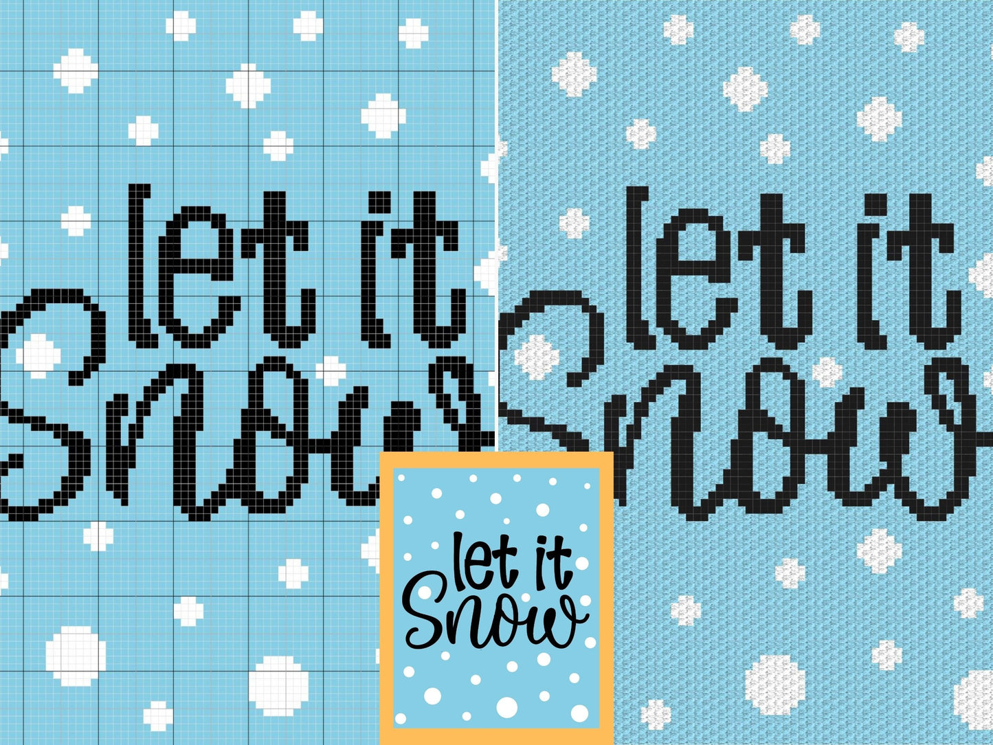 Let It Snow Snowflakes Graph + Written Pattern For C2C & Tapestry Crochet - Christmas C2C Crochet Pattern - Crochet Let It Snow Blanket Gift