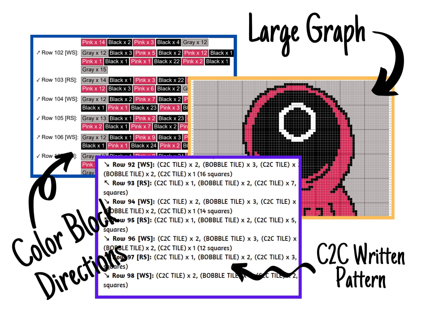 Red Minion Circle Worker Graph & Pattern C2C and Tapestry Crochet TV Characters Graphgan Pink Soldier Crochet Blanket Pink C2C Blanket Gift