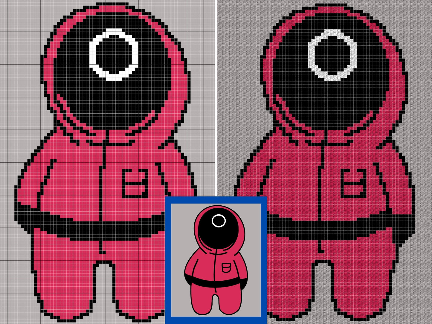 Red Minion Circle Worker Graph & Pattern C2C and Tapestry Crochet TV Characters Graphgan Pink Soldier Crochet Blanket Pink C2C Blanket Gift