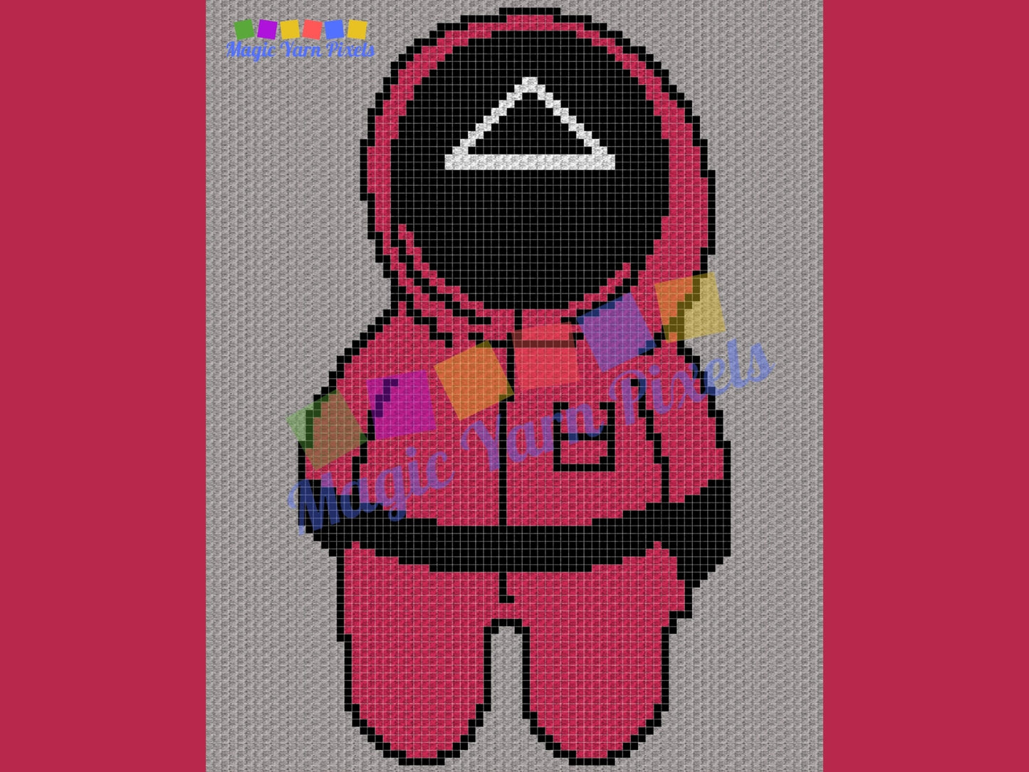 Red Minion Triangle Soldier Graph & Pattern C2C and Tapestry Crochet Pink Soldiers Graph Pink Soldier Crochet Blanket Character Crochet C2C